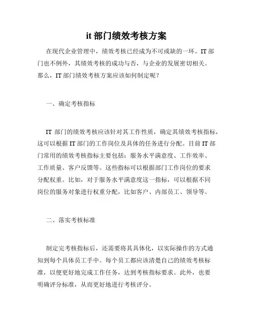 it部门绩效考核方案
