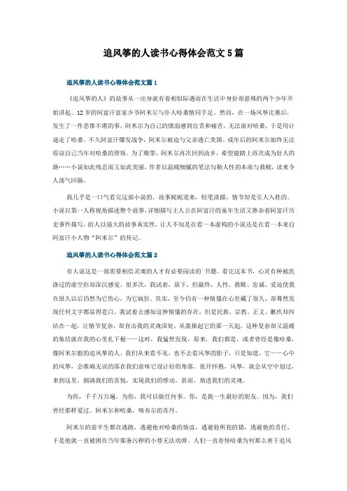 追风筝的人读书心得体会范文5篇精选