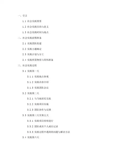 社会实践报告正文大纲