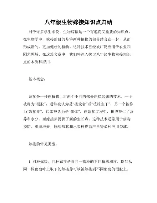 八年级生物嫁接知识点归纳