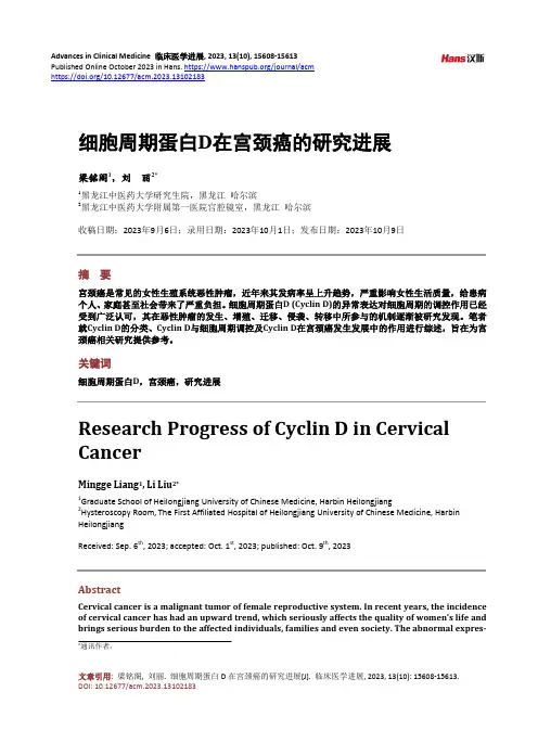 细胞周期蛋白D_在宫颈癌的研究进展