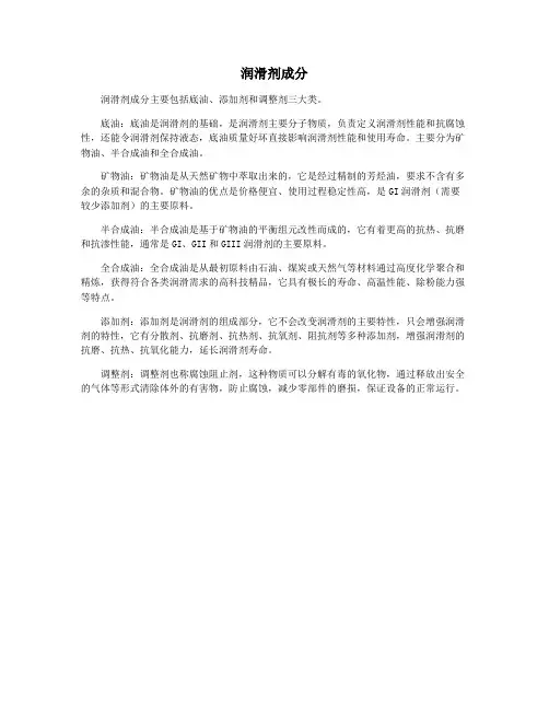 润滑剂成分