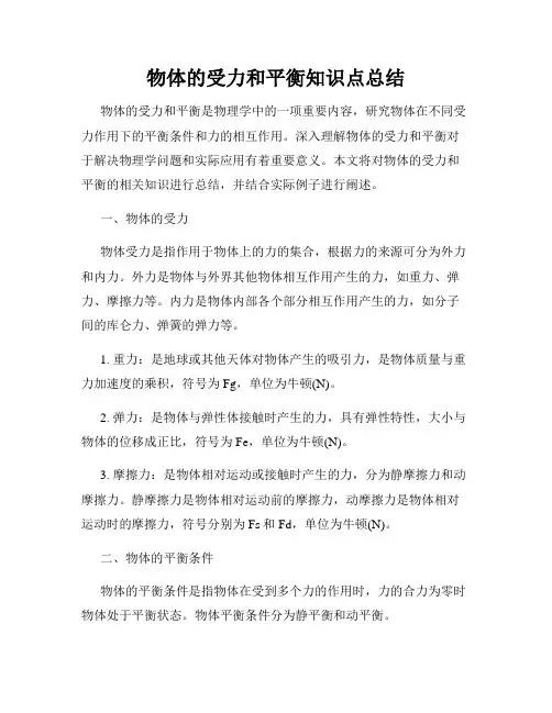 物体的受力和平衡知识点总结