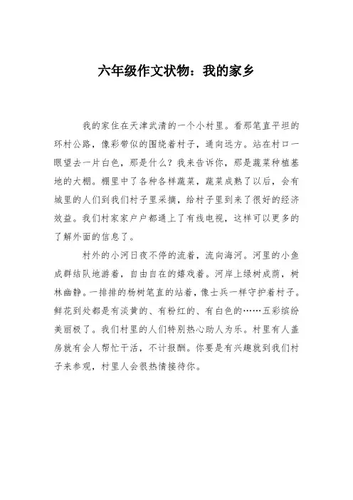 六年级作文状物：我的家乡_0