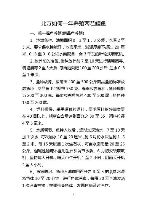 北方如何一年养殖两茬鲤鱼