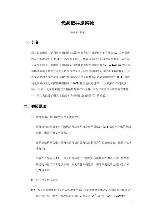 光泵磁共振实验报告