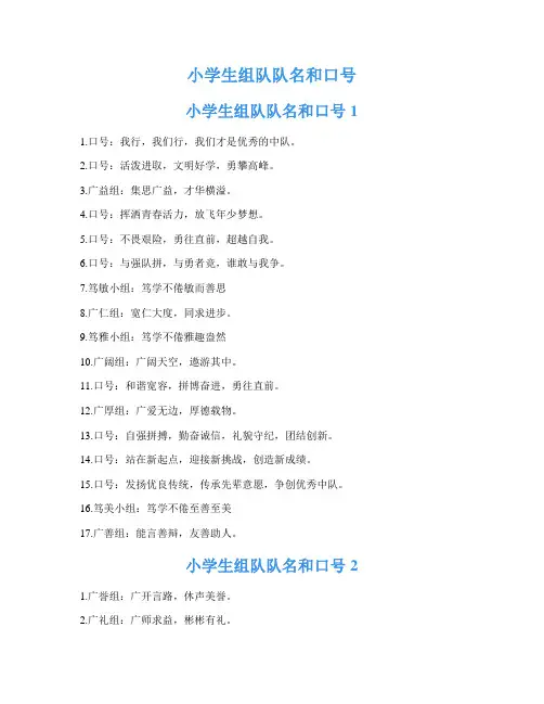 小学生组队队名和口号