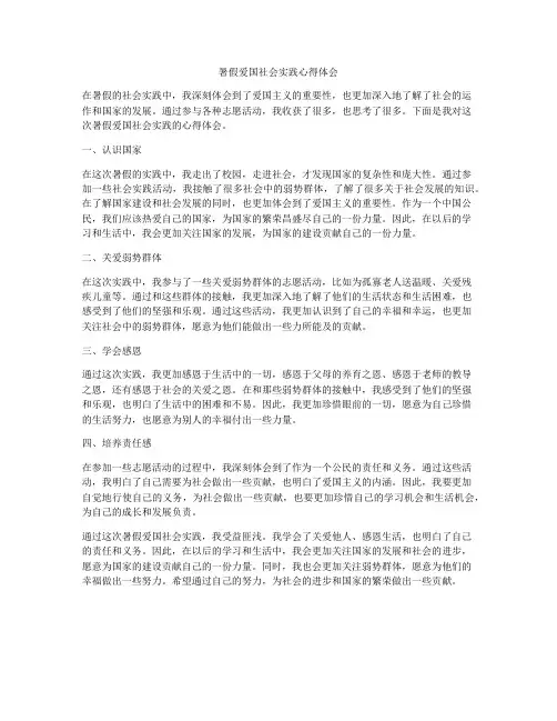 暑假爱国社会实践心得体会