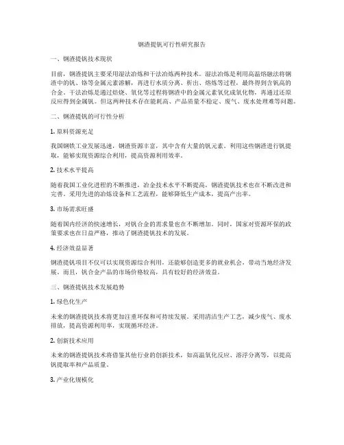 钢渣提钒可行性研究报告