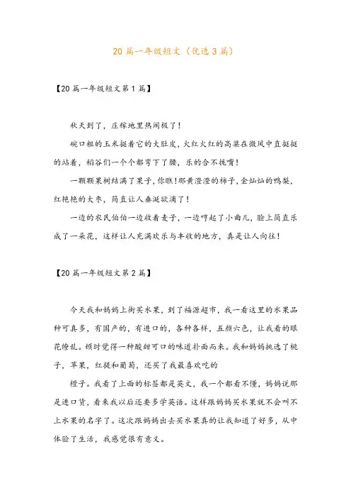 20篇一年级短文(优选3篇)