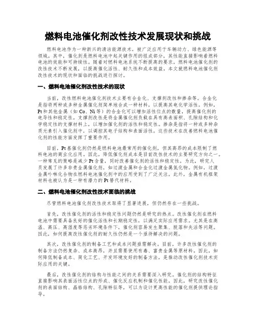 燃料电池催化剂改性技术发展现状和挑战