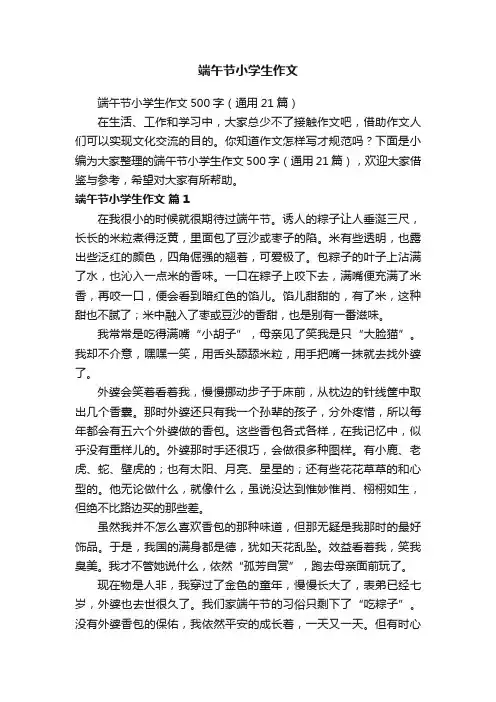 端午节小学生作文500字（通用21篇）