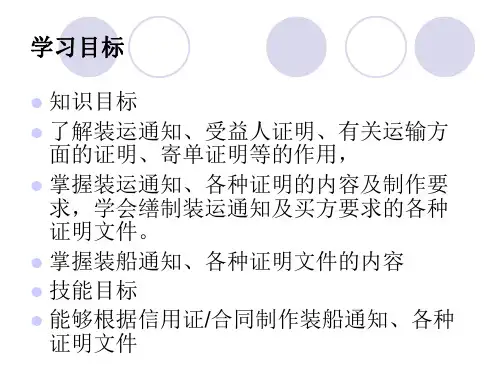 外贸单证10缮制各种证明文件