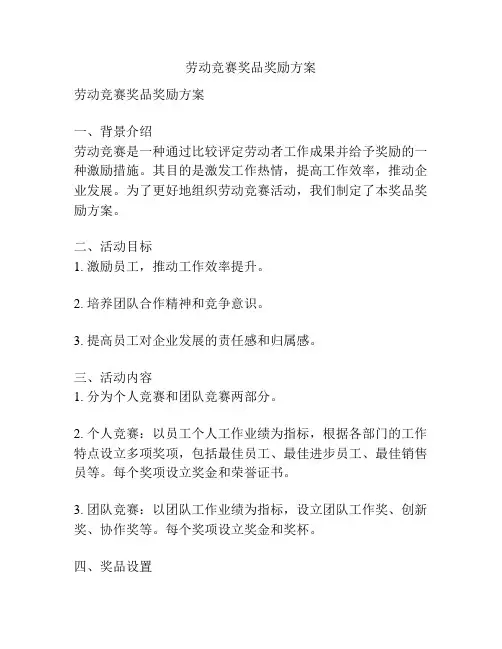 劳动竞赛奖品奖励方案