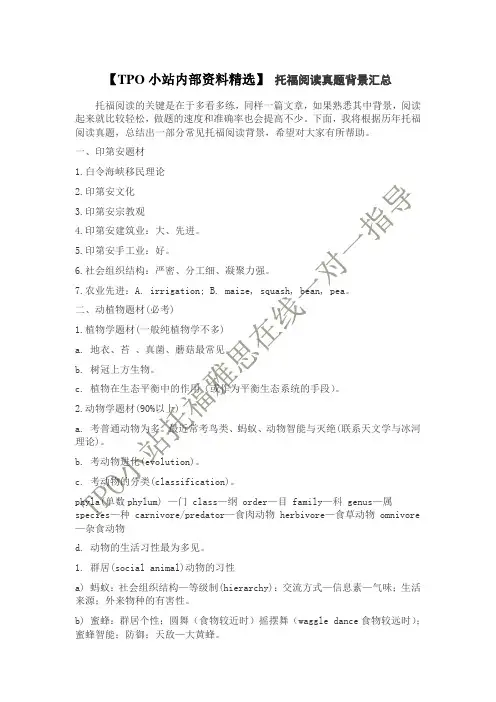 【TPO小站内部精选】托福阅读真题背景总汇