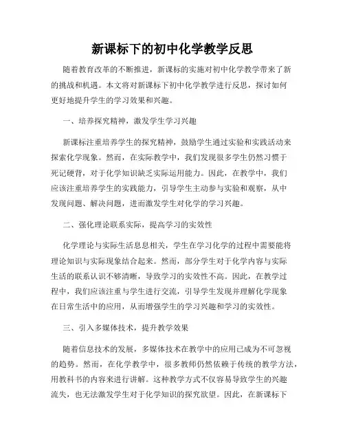 新课标下的初中化学教学反思