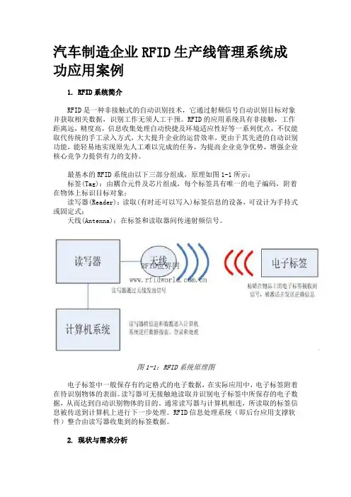 汽车制造企业RFID生产线管理系统成功应用案例
