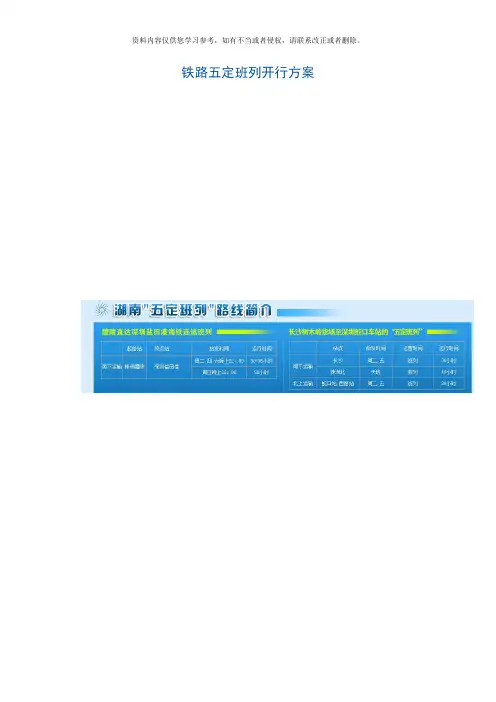 铁路货运优质产品五定班列开行方案样本