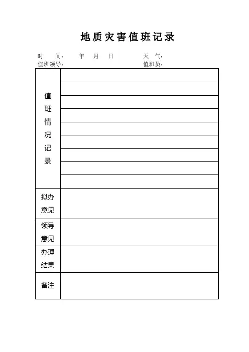 地质灾害值班记录