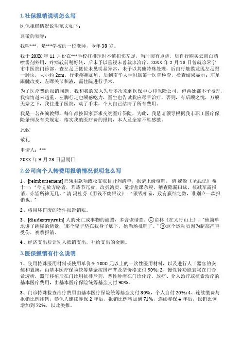报销情况说明怎么写
