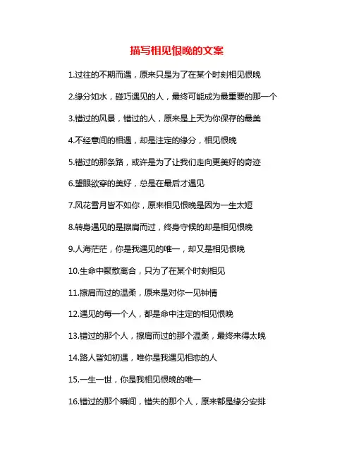 描写相见恨晚的文案