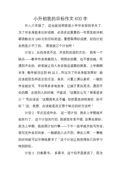 小升初我的目标作文600字