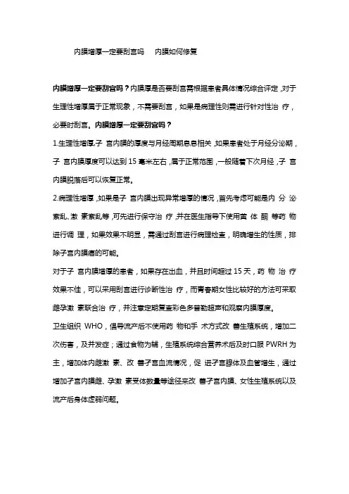 内膜增厚一定要刮宫吗   内膜如何修复