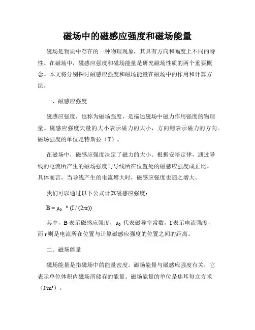 磁场中的磁感应强度和磁场能量