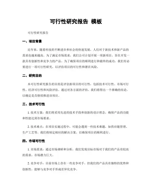 可行性研究报告 模板