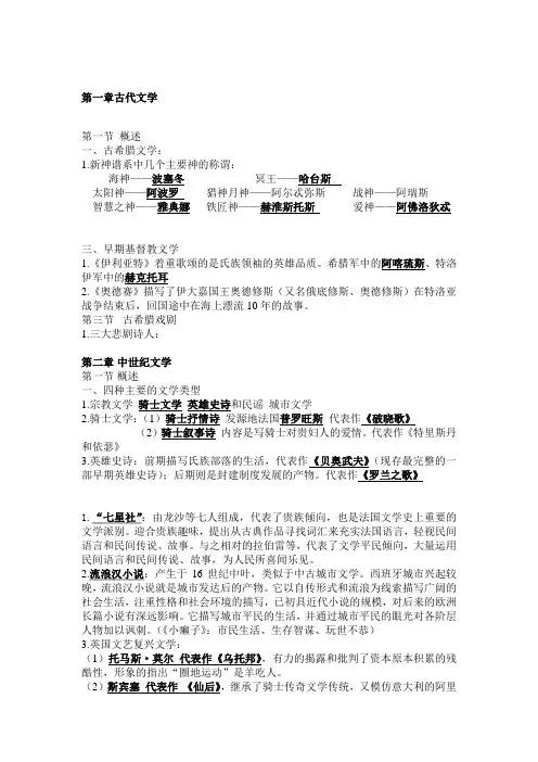 外国文学期末复习整理