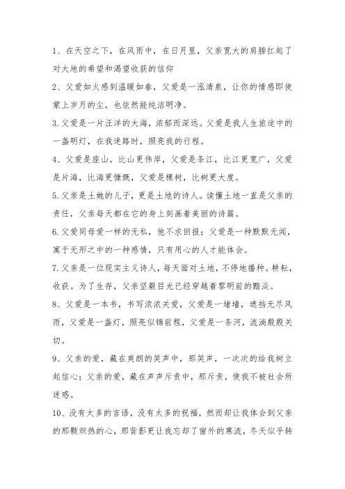 关于描述父亲爱的句子