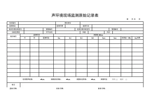 声环境监测原始记录表