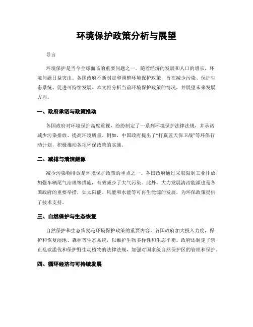 环境保护政策分析与展望