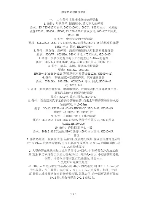 弹簧热处理硬度要求