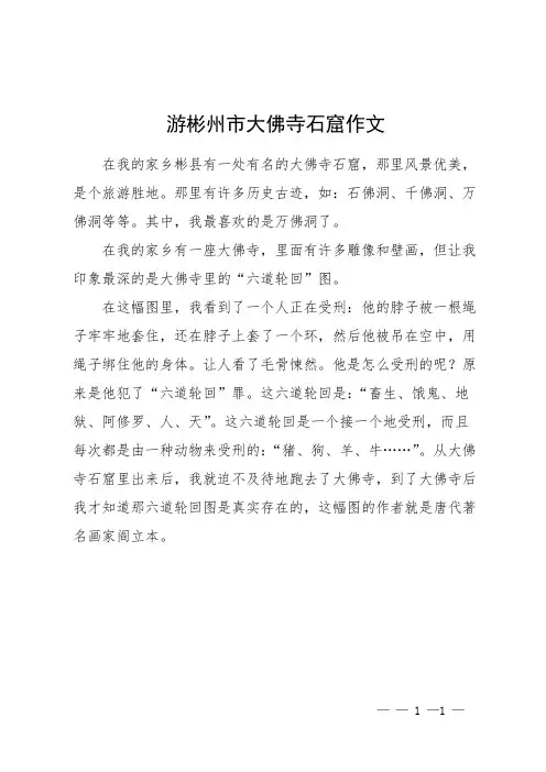 游彬州市大佛寺石窟作文