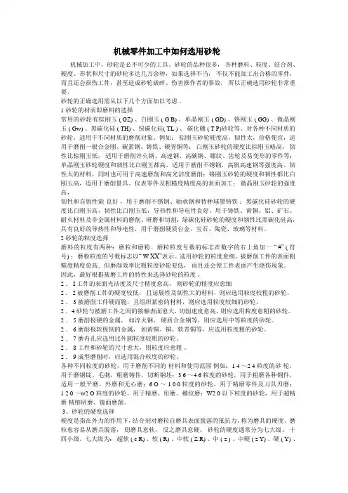 机械零件加工中如何选用砂轮