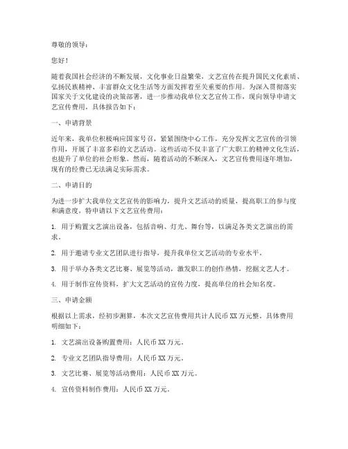 文艺宣传费用申请报告