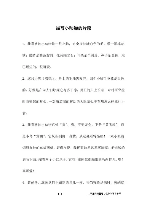 描写小动物的片段