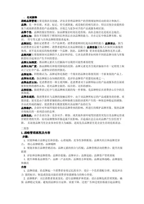 品牌管理重点