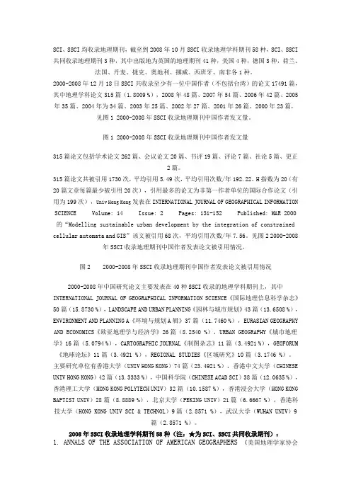 SSCI收录期刊——地理学科