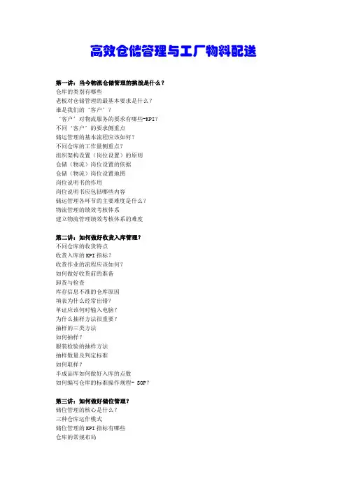 高效仓储管理与工厂物料配送