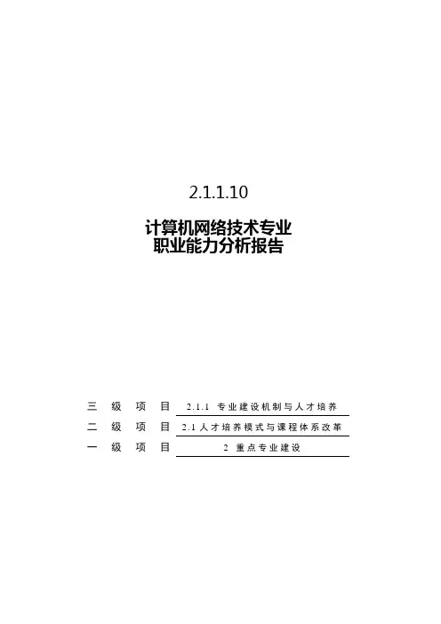 计算机网络技术专业职业能力分析报告