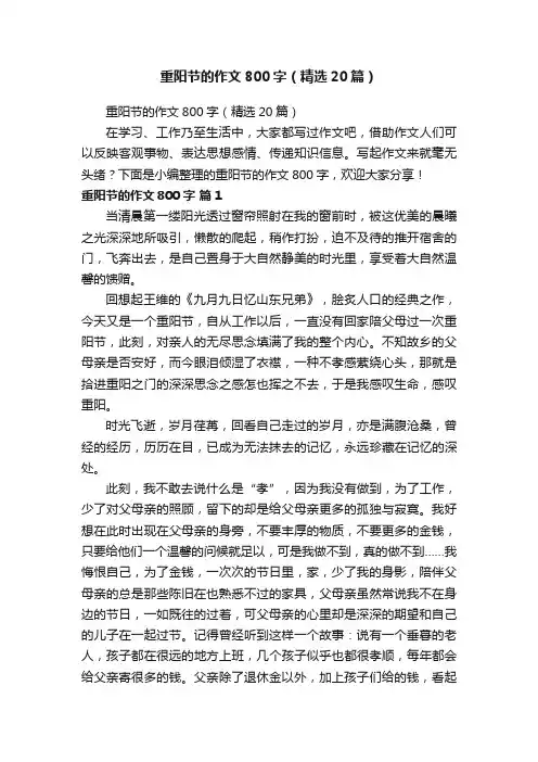 重阳节的作文800字（精选20篇）