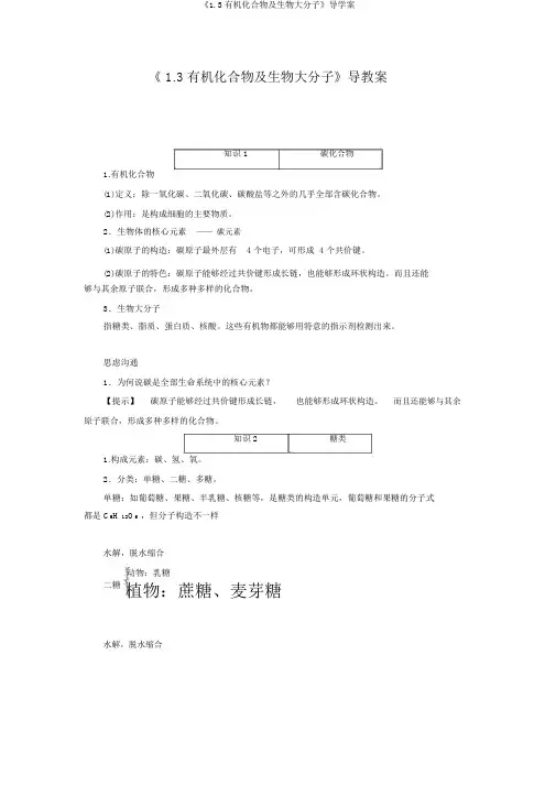 《1.3有机化合物及生物大分子》导学案