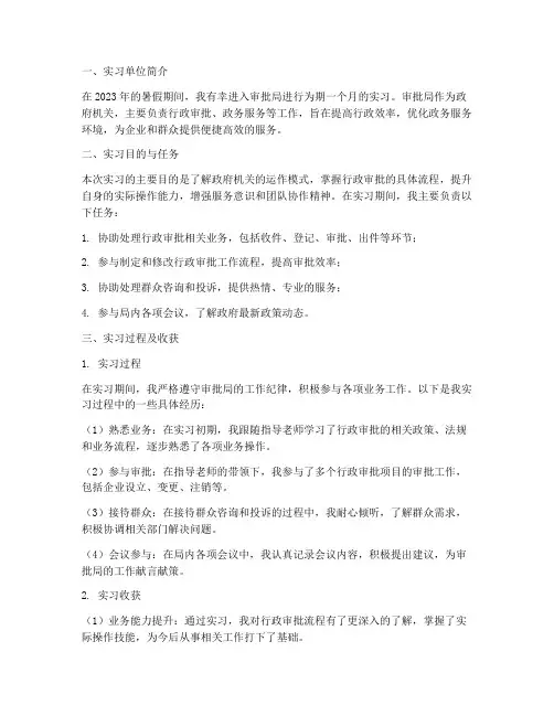 审批局实习报告