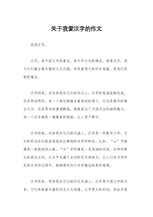 关于我爱汉字的作文
