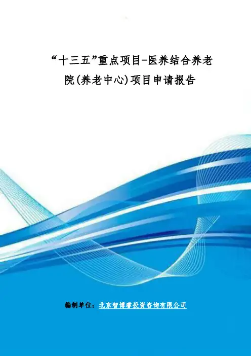 “十三五”重点项目-医养结合养老院(养老中心)项目申请报告