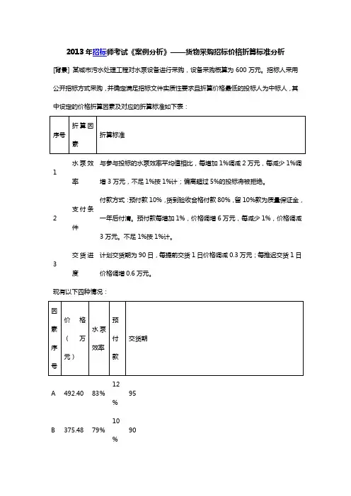 2013年招标师考试《案例分析》