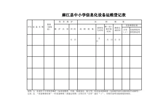 信息化设备运维登记簿