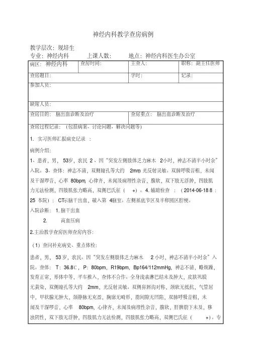 神经内科教学查房(脑出血)